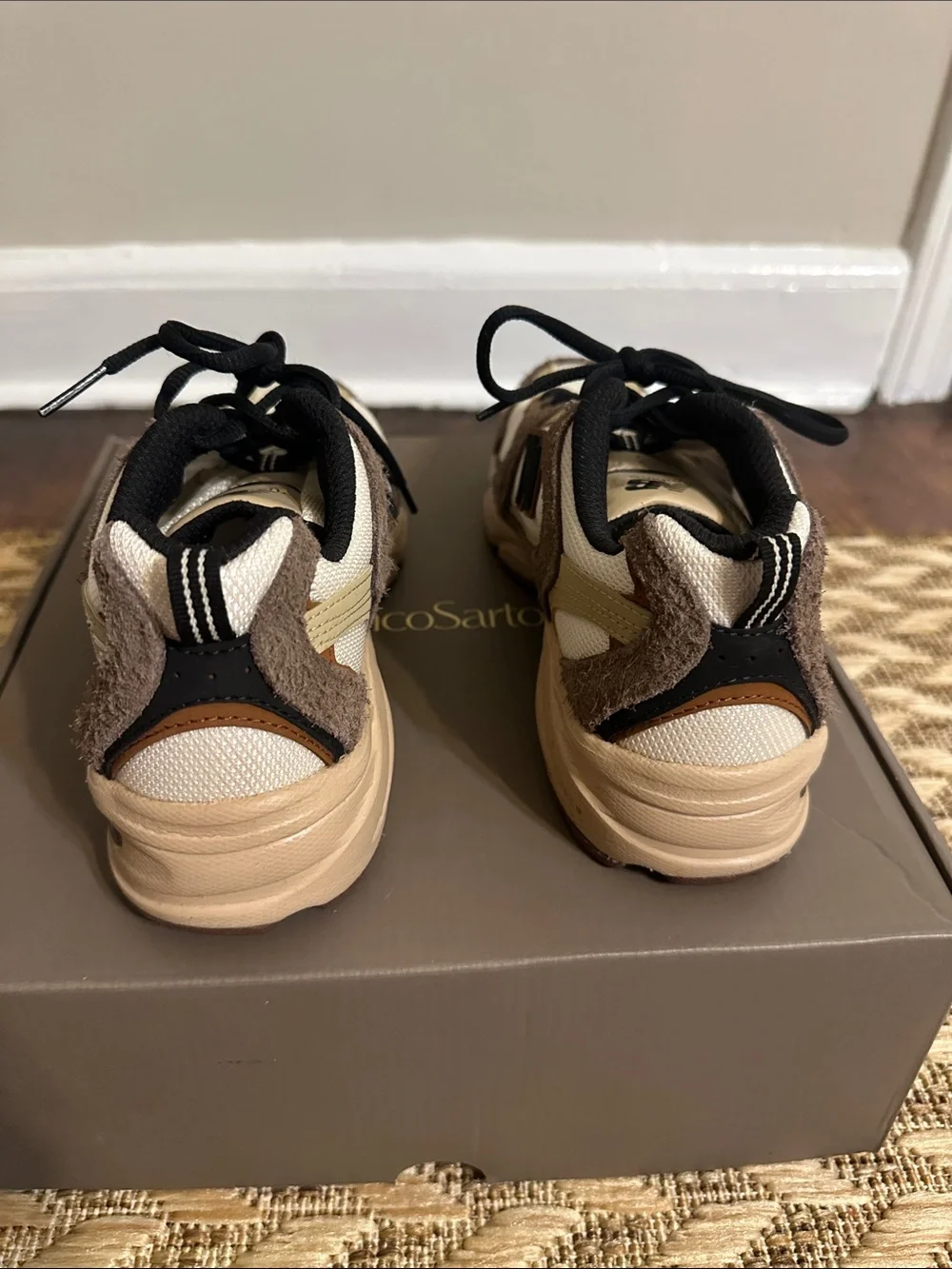 New Balance Men's 530 Beige and Brown Suede Mesh Sneakers - Picture 7 of 7